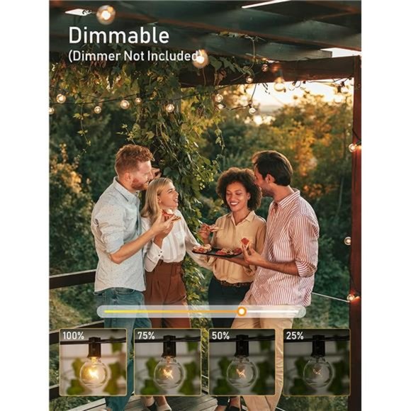 Outdoor String Light 50Feet G40 Globe Patio Lights with 52 Edison Glass Bulbs - Picture 5 of 6